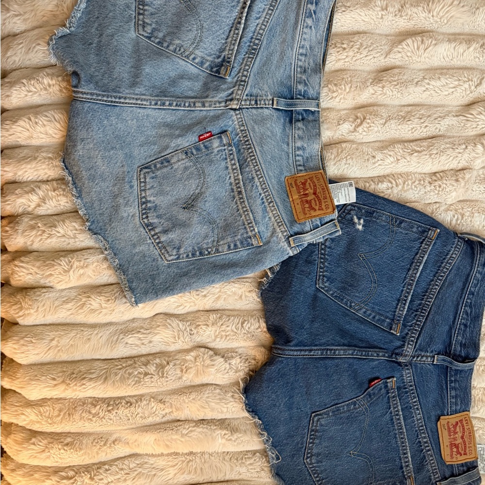 Levi's Women's Jean Shorts - Light Blue and Dark Blue BUNDLE!